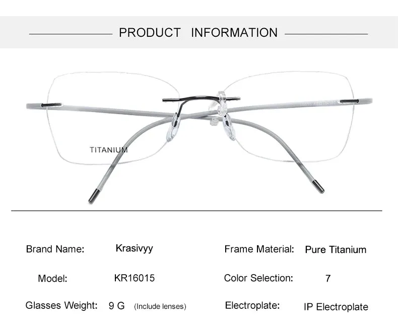 Krasivyy Unisex Rimless Oval Titanium Eyeglasses 1615