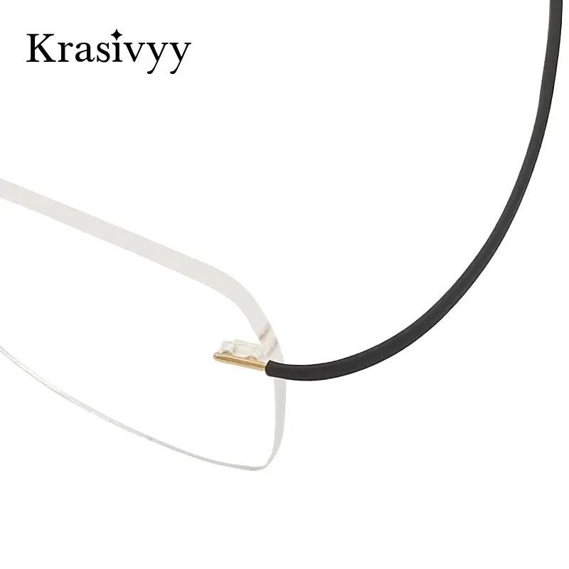 Krasivyy Unisex Rimless Oval Titanium Eyeglasses 1615