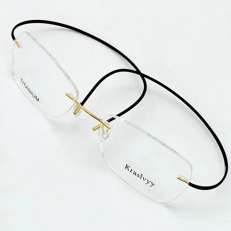 Krasivyy Unisex Rimless Oval Titanium Eyeglasses 1615