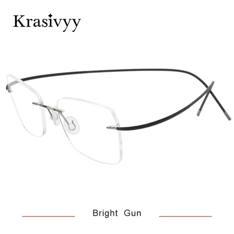 Krasivyy Unisex Rimless Oval Titanium Eyeglasses 1615