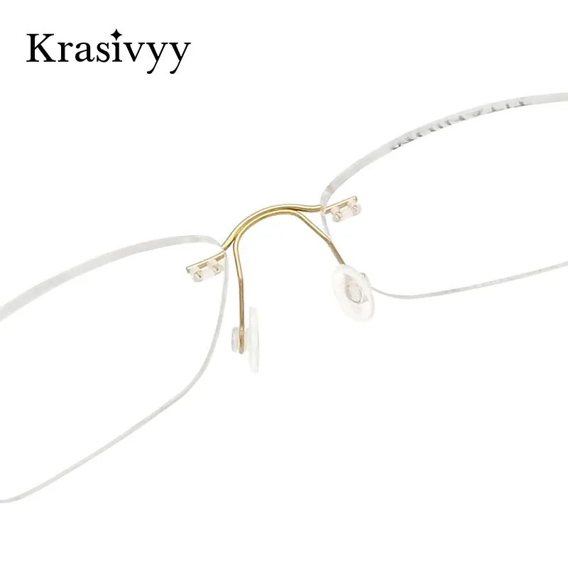 Krasivyy Unisex Rimless Oval Titanium Eyeglasses 1615