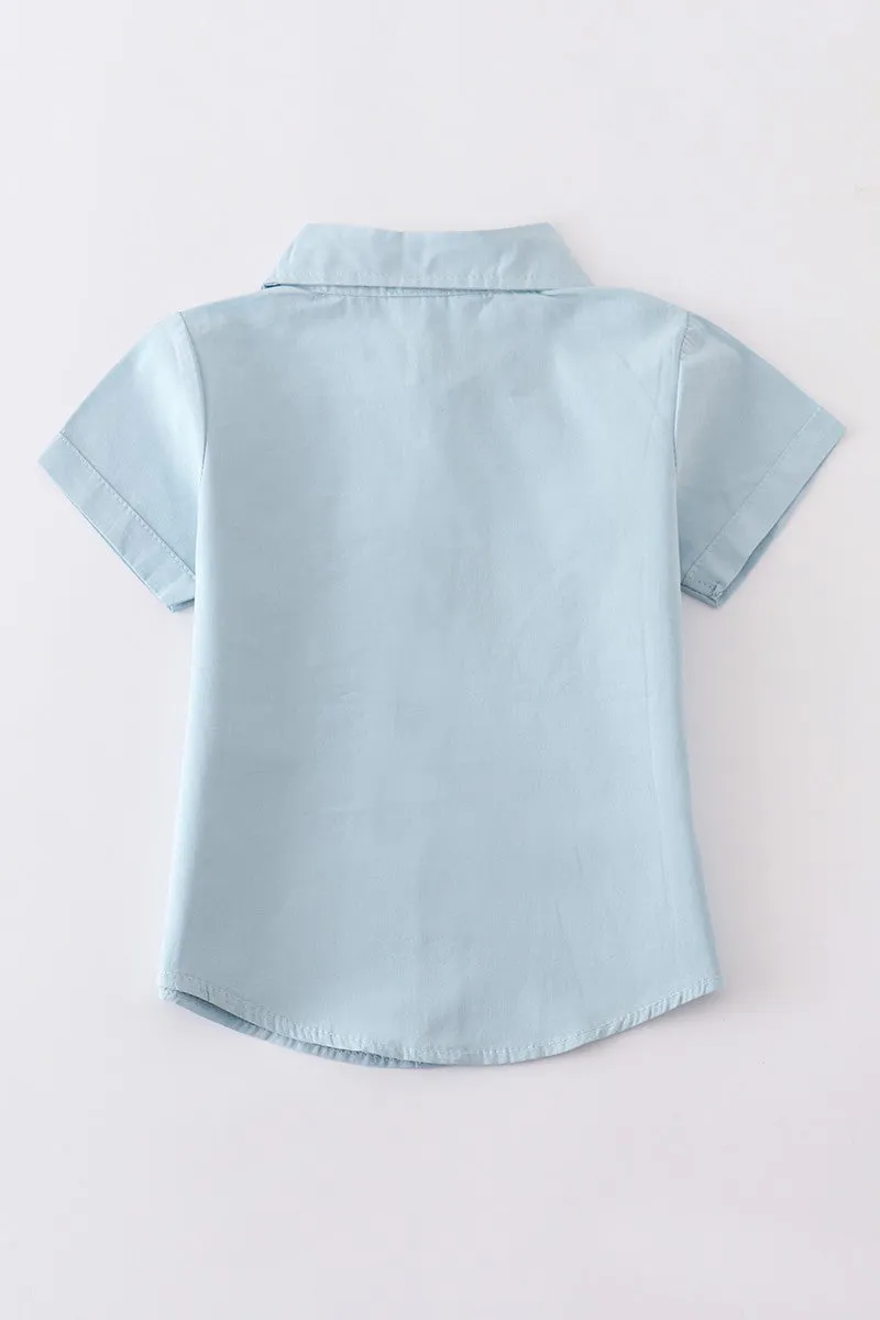 Light Blue Button-Downs Pocket Boy Shirt