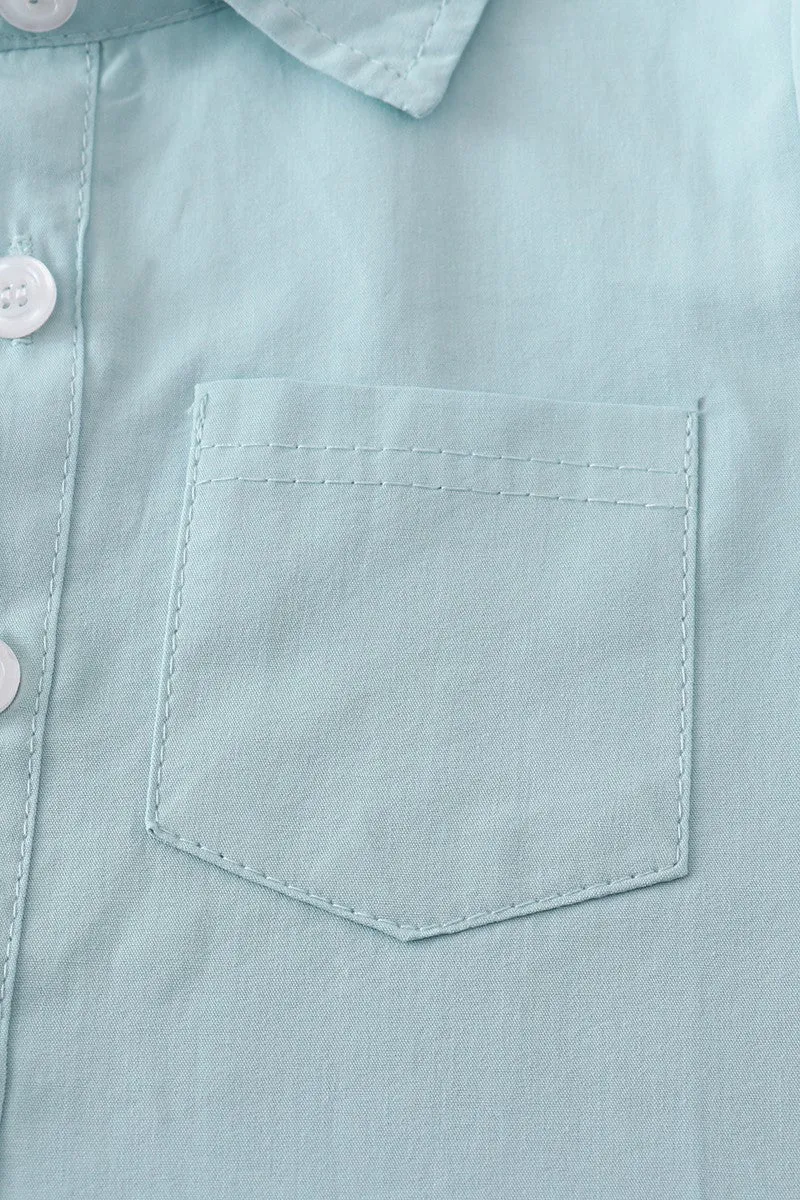 Light Blue Button-Downs Pocket Boy Shirt