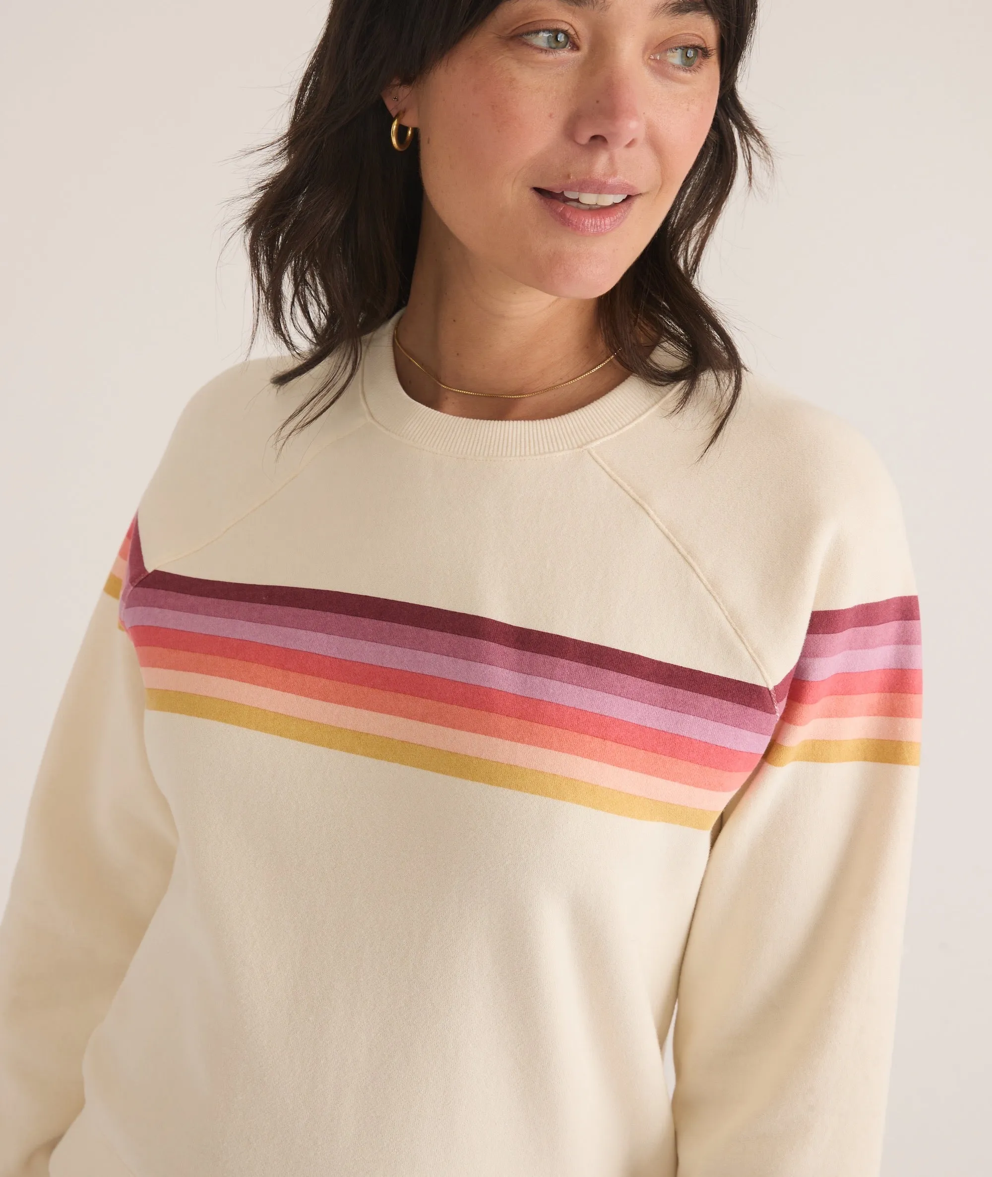 Marine Layer Anytime Sweatshirt in Antique White Stripe