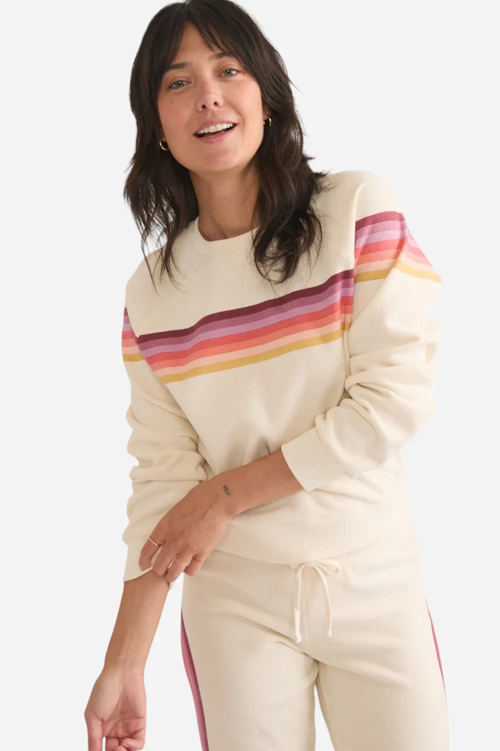 Marine Layer Anytime Sweatshirt in Antique White Stripe