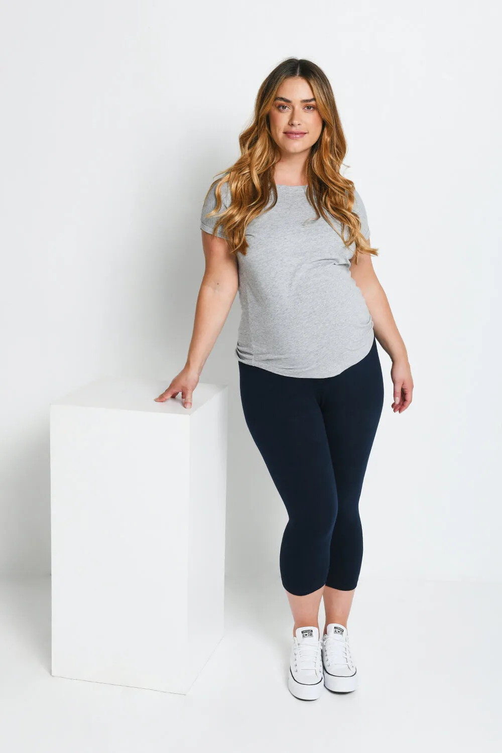 Maternity Everyday Cropped Leggings - Navy Blue