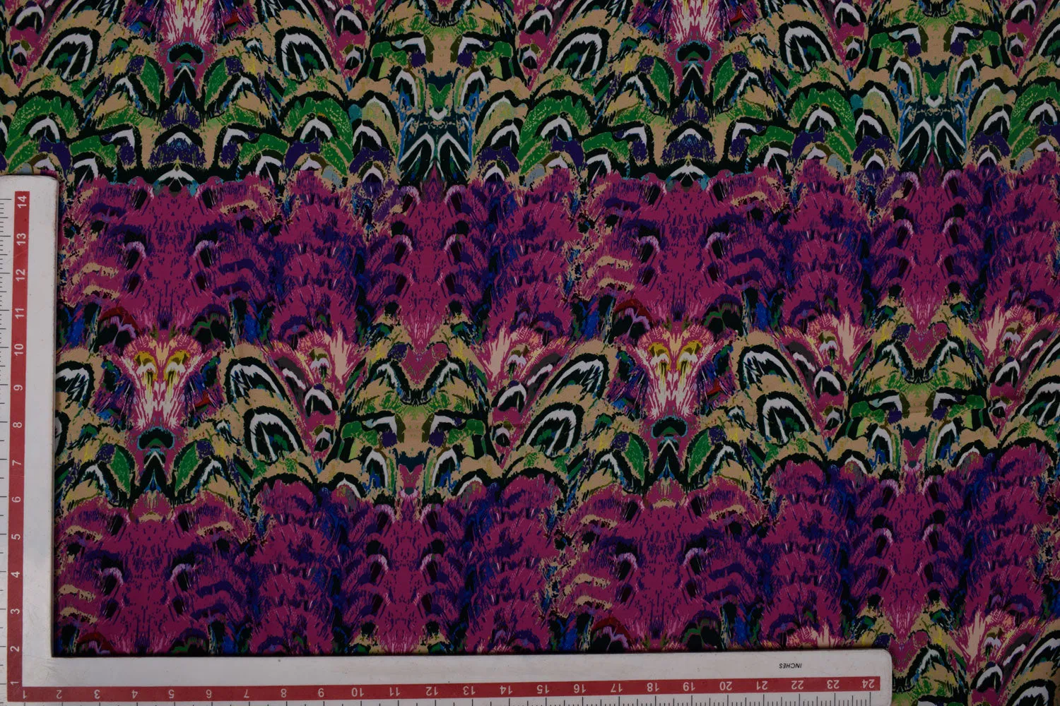 Multicolour Traditional Printed Crepe Fabric