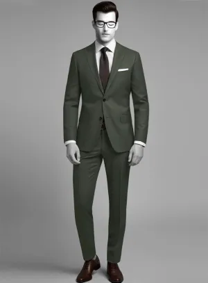 Napolean Military Green Wool Suit