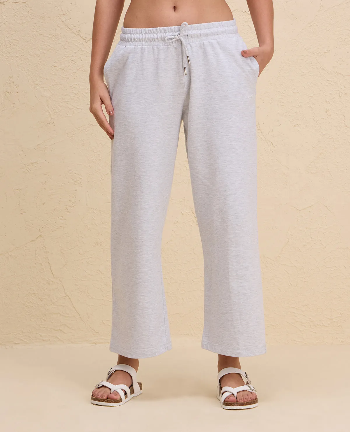 Nykd By Nykaa Summer Essential Comfort Cotton Terry Lounge Pants -NYLE606-Grey Melange