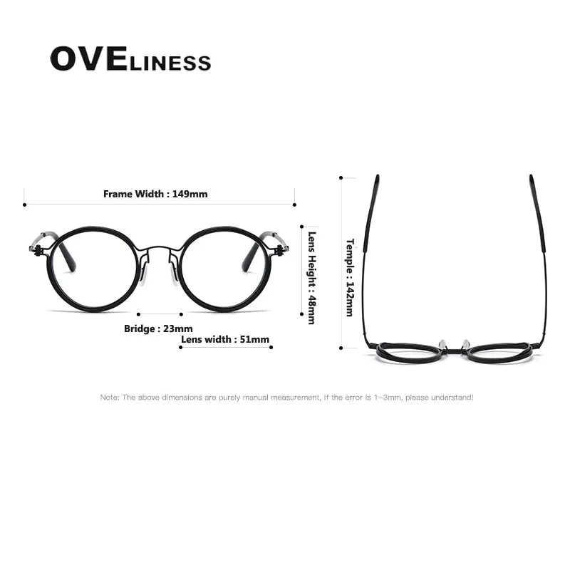 Oveliness Unisex Full Rim Round Acetate Titanium Eyeglasses 5860