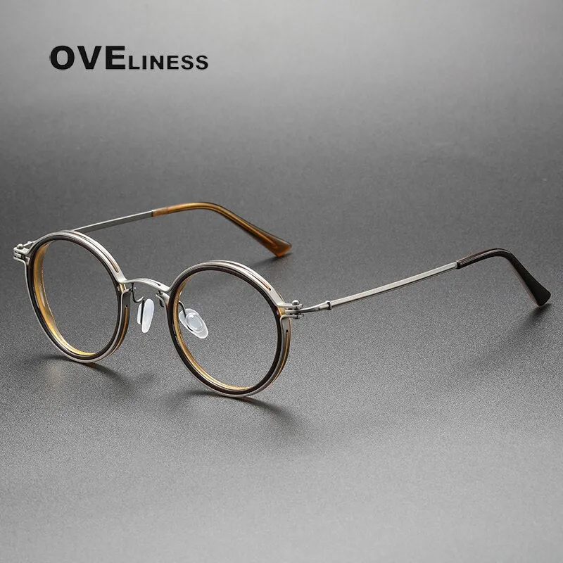 Oveliness Unisex Full Rim Round Acetate Titanium Eyeglasses 5860