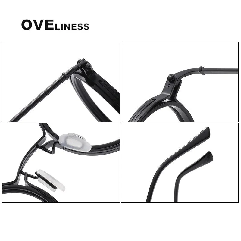 Oveliness Unisex Full Rim Round Acetate Titanium Eyeglasses 5860