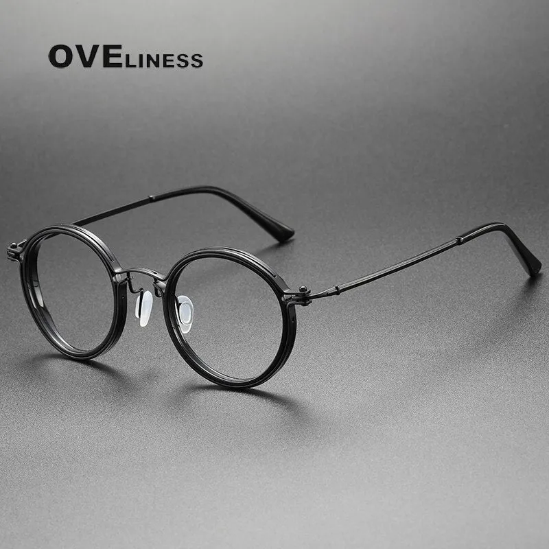 Oveliness Unisex Full Rim Round Acetate Titanium Eyeglasses 5860