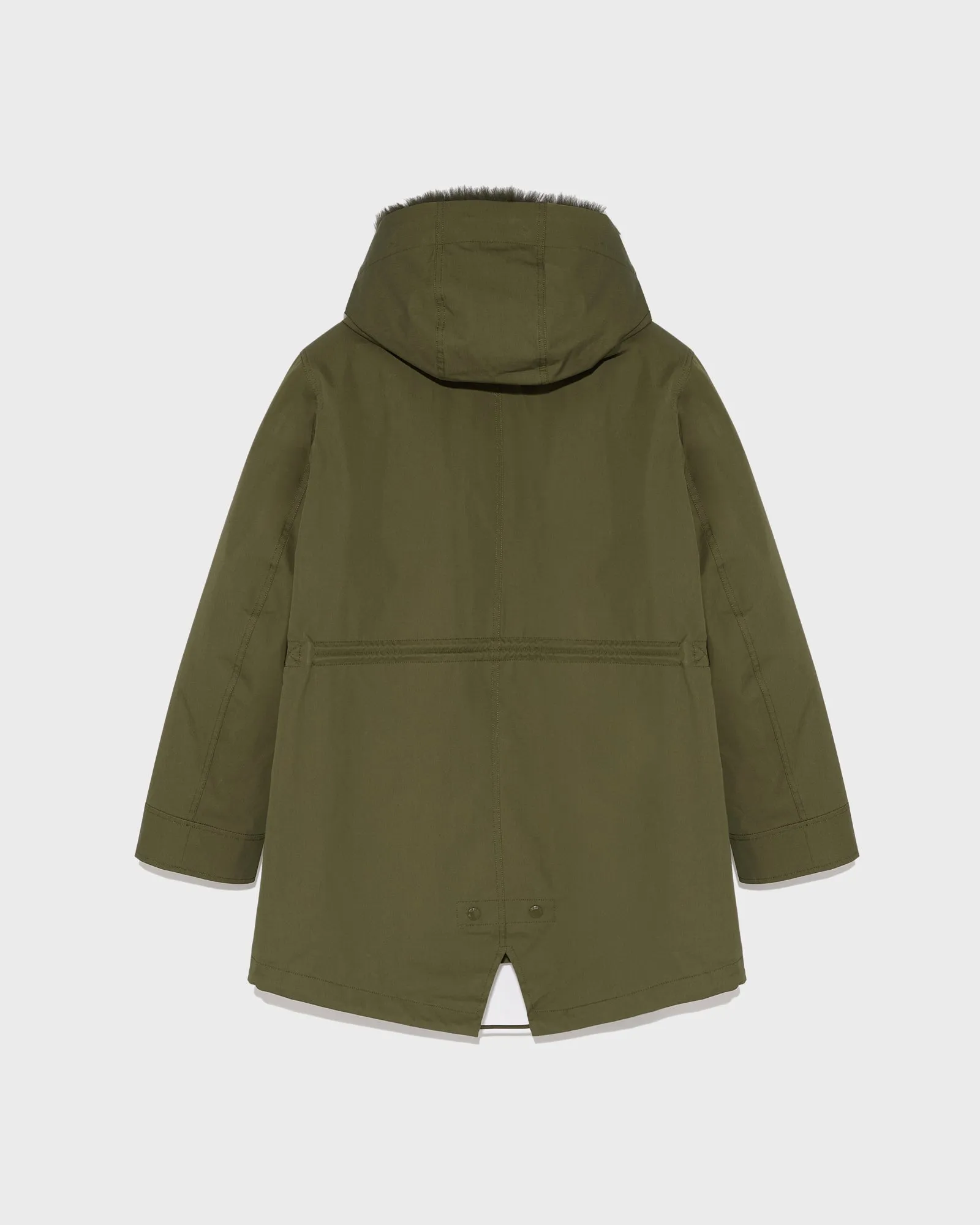 Parka courte en coton mélangé imperméable avec fourrure de renard et lapin