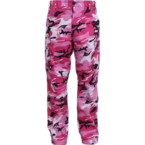 Pink Camouflage - Military BDU Pants - Cotton Polyester Twill