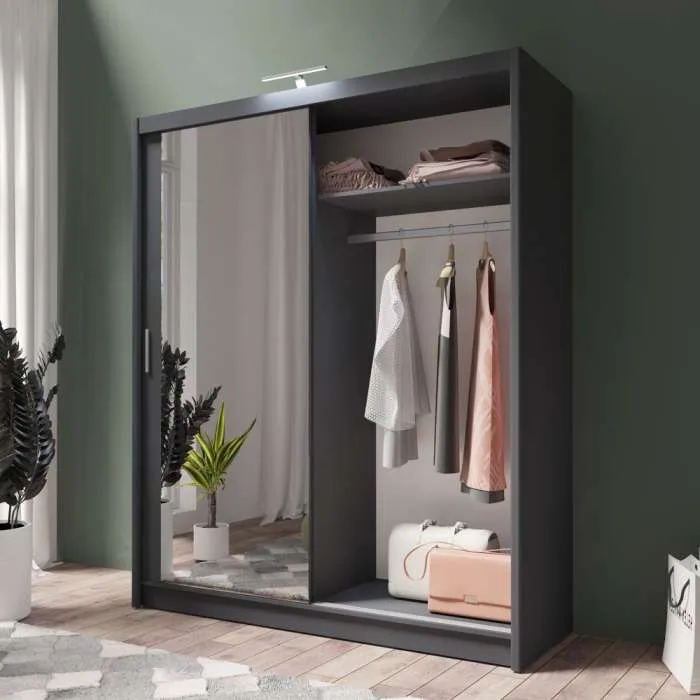 Piper 180cm Sliding Door Wardrobe Graphite