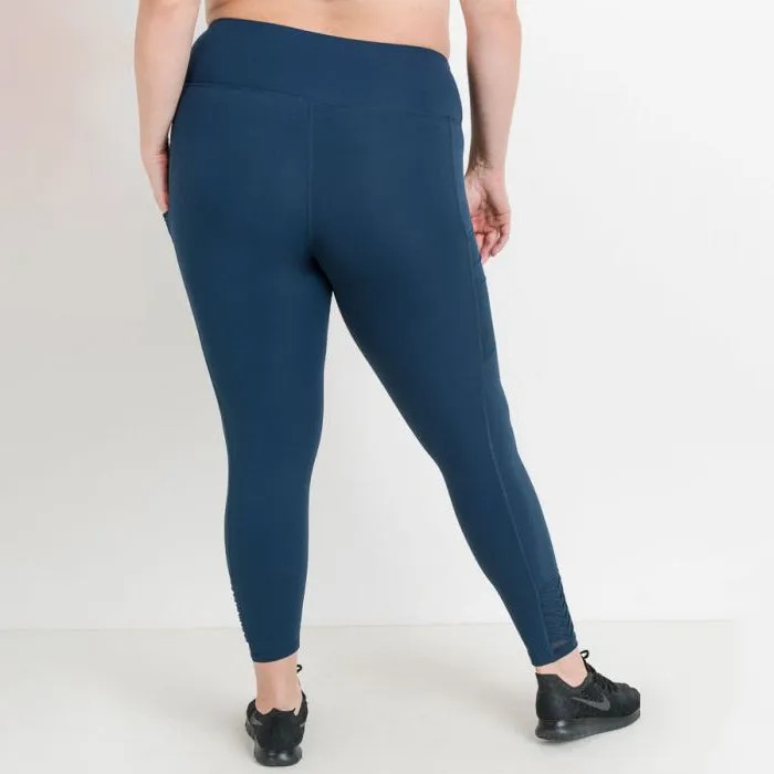 Plus Teal Origami Mesh Side Pocket Leggings