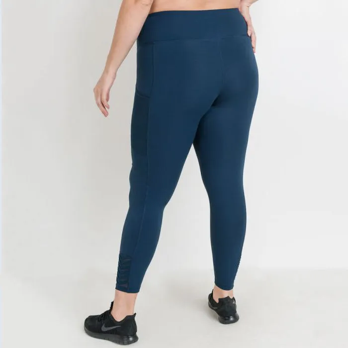 Plus Teal Origami Mesh Side Pocket Leggings