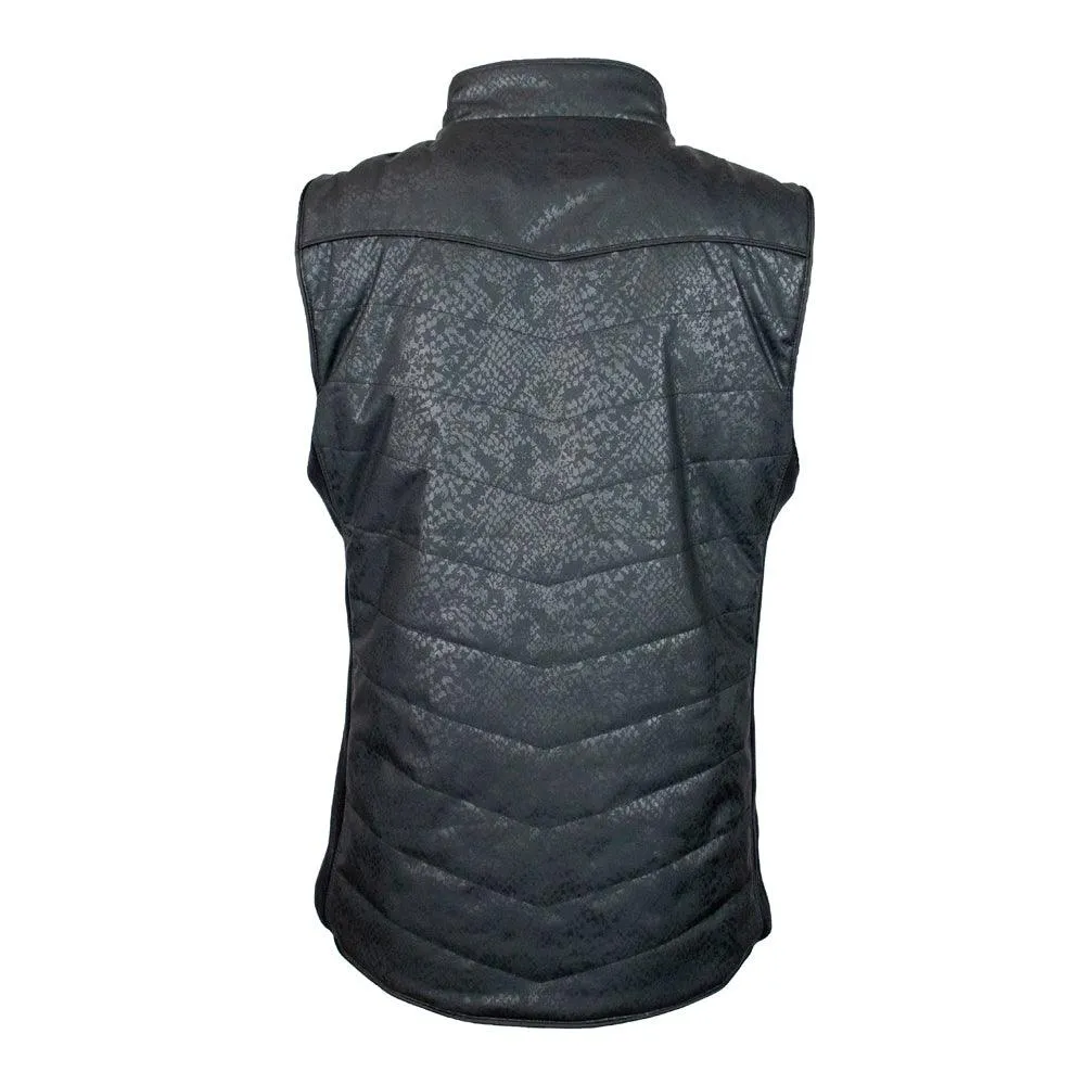 "Hooey Ladies Quilted Vest" Black w/Snake Pattern