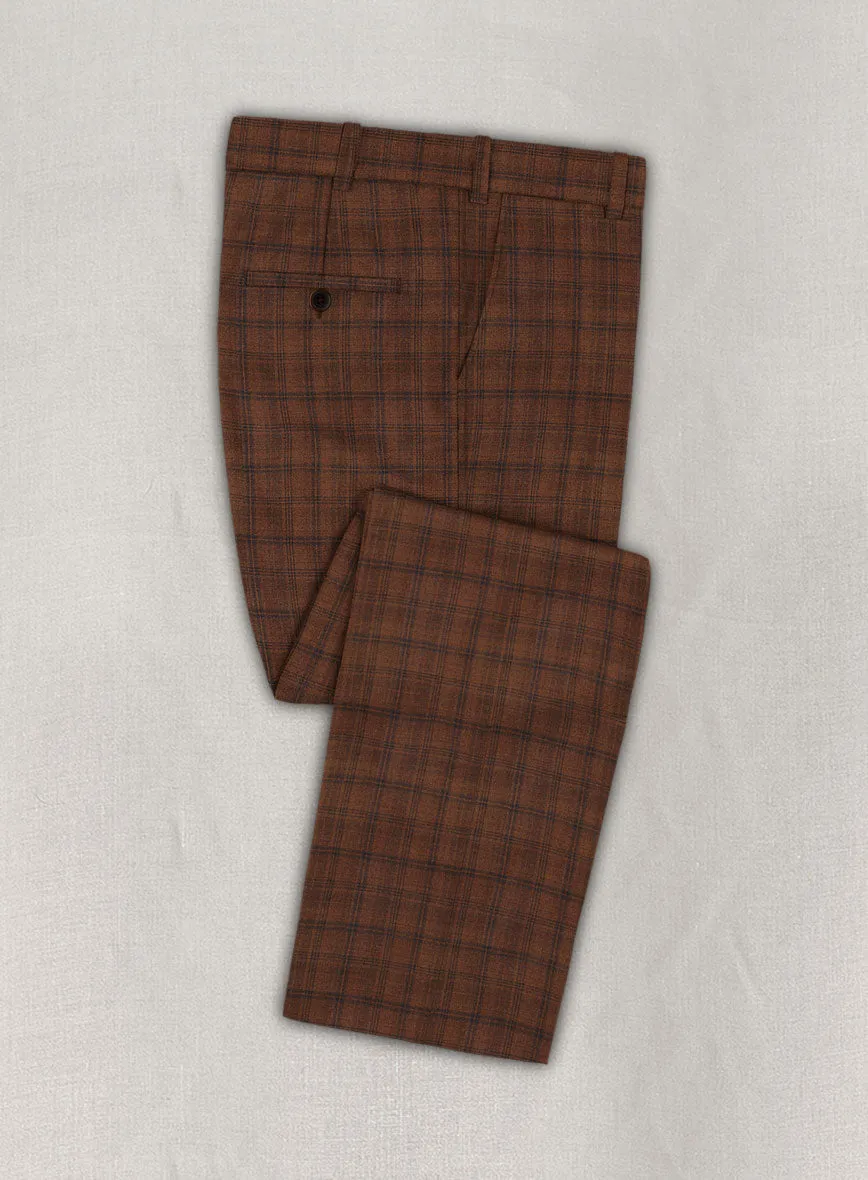 Reda Carrot Brown Checks Wool Suit