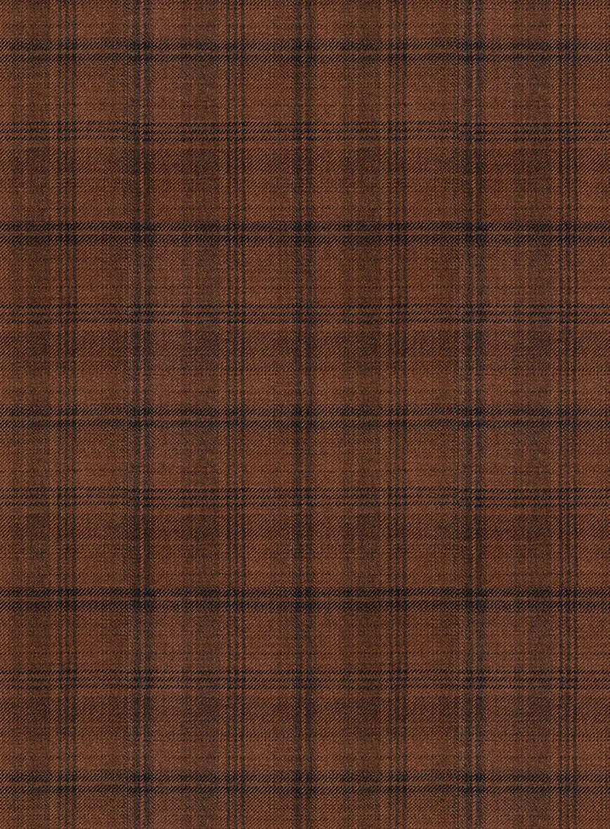 Reda Carrot Brown Checks Wool Suit