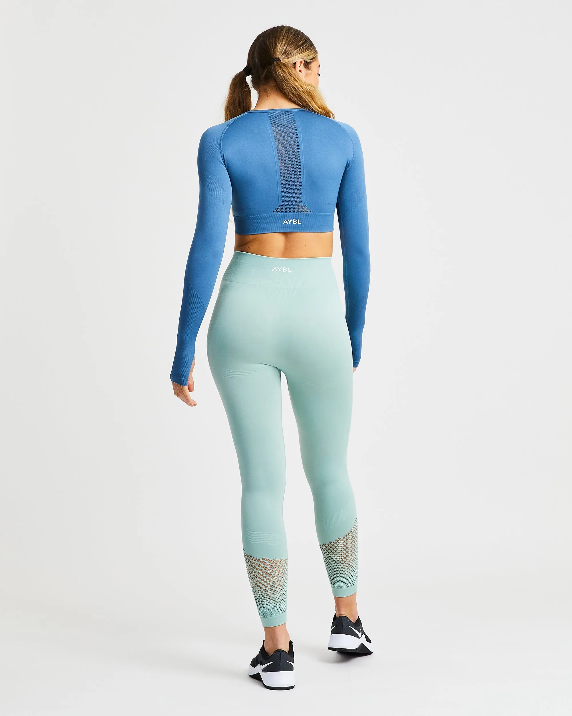 Reform Seamless Long Sleeve Crop Top - Petrol Blue