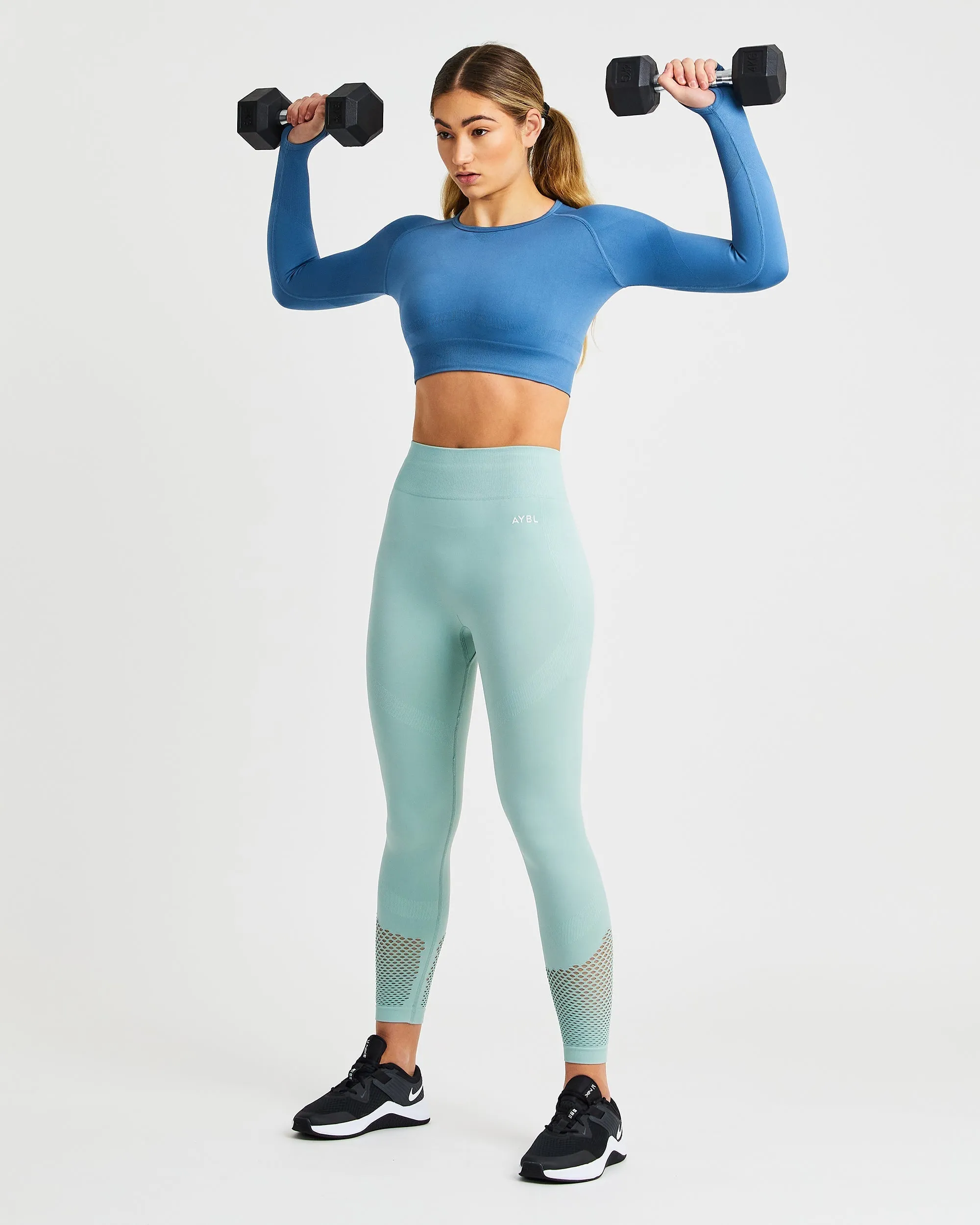 Reform Seamless Long Sleeve Crop Top - Petrol Blue