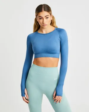 Reform Seamless Long Sleeve Crop Top - Petrol Blue