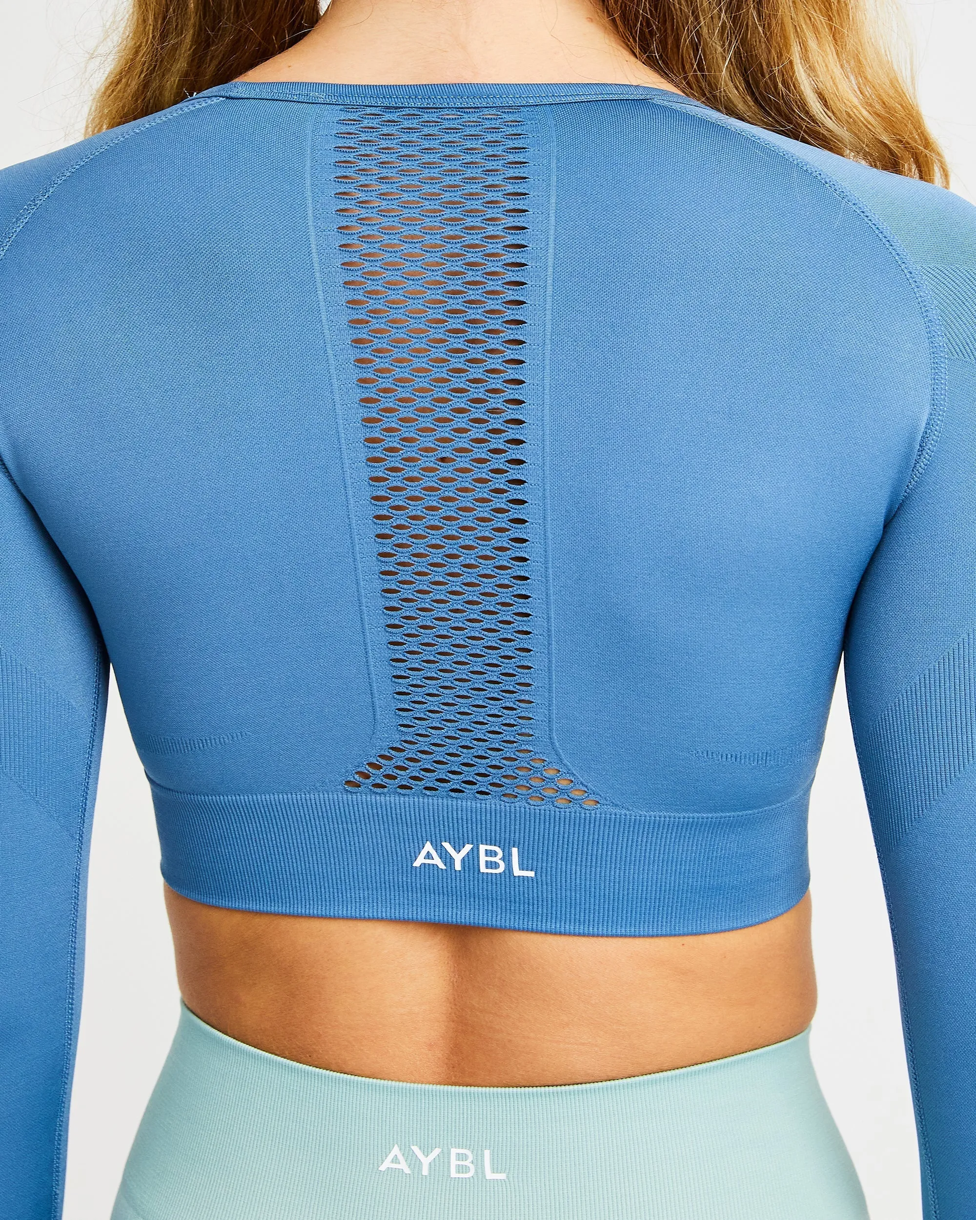 Reform Seamless Long Sleeve Crop Top - Petrol Blue