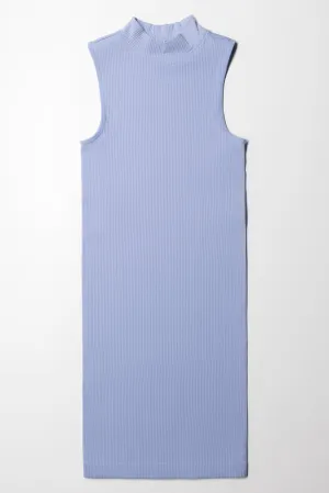 Seamfree Turtle Neck Sleeveless Dress Blue