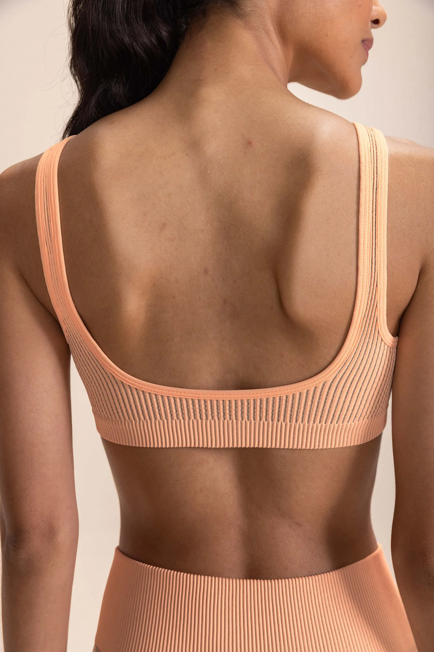 Seamless Rib V-neck Sports Bra