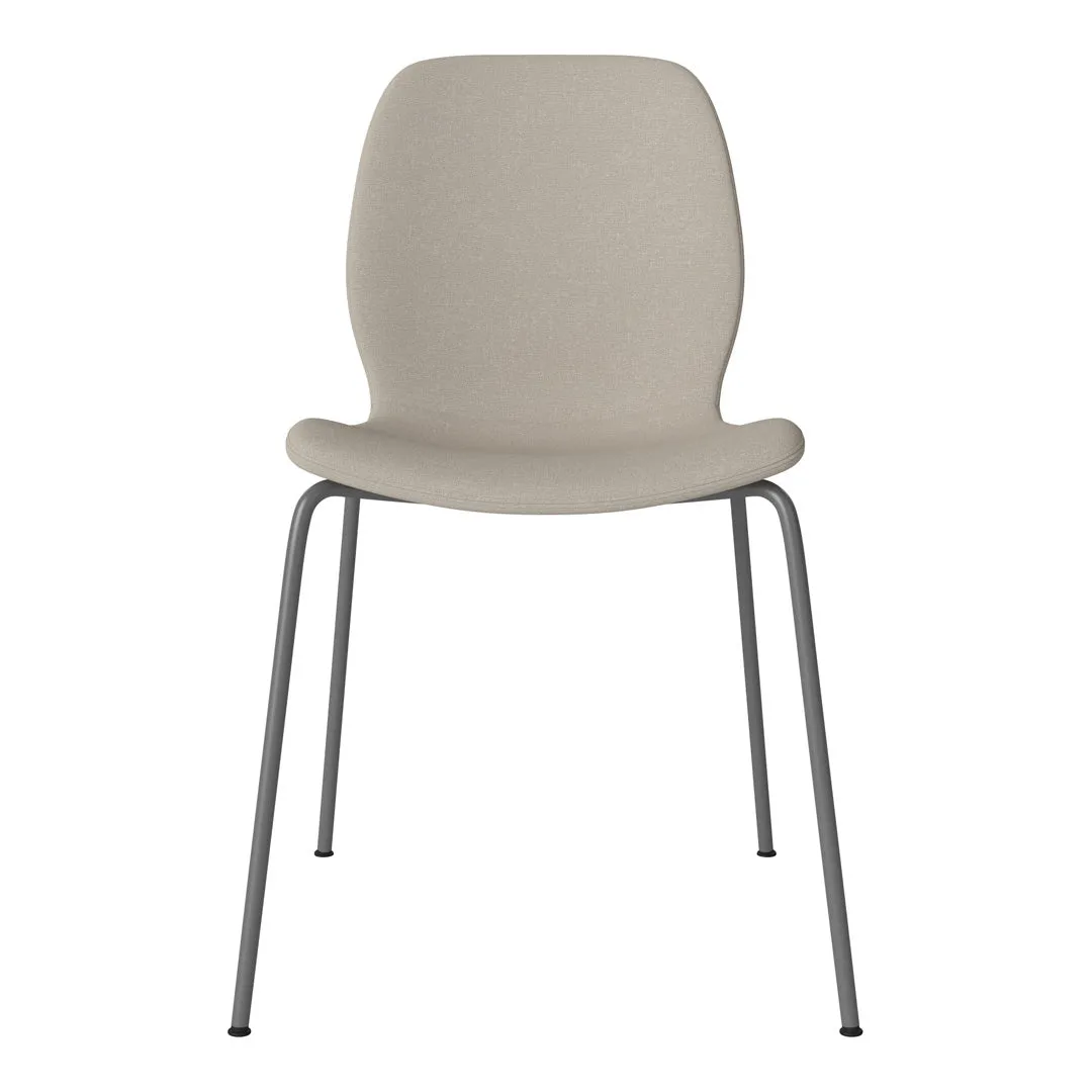 Seed Dining Chair - Upholstered -  Steel Base, Grey Lacquered