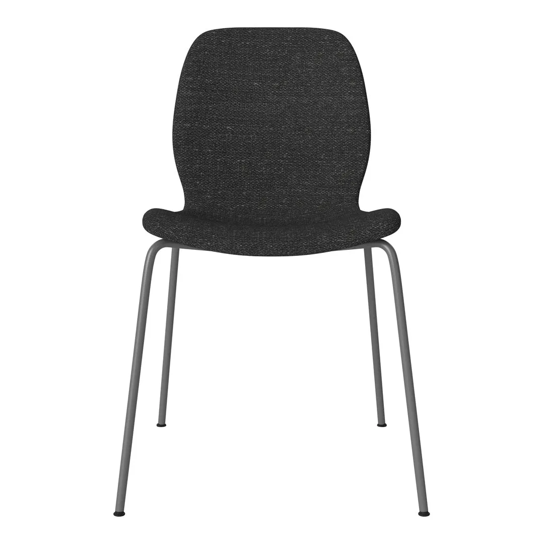 Seed Dining Chair - Upholstered -  Steel Base, Grey Lacquered