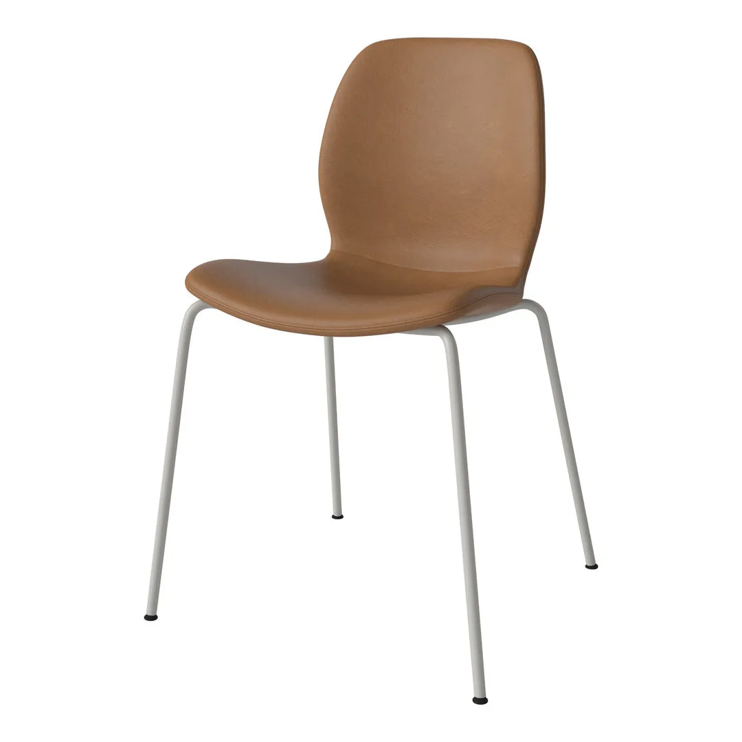 Seed Dining Chair - Upholstered -  Steel Base, Grey Lacquered