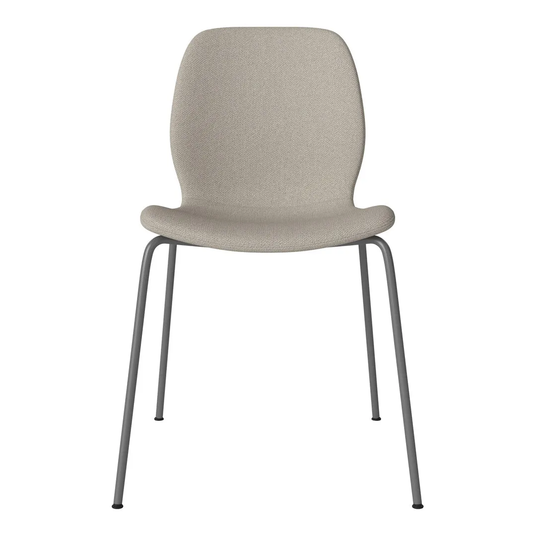 Seed Dining Chair - Upholstered -  Steel Base, Grey Lacquered