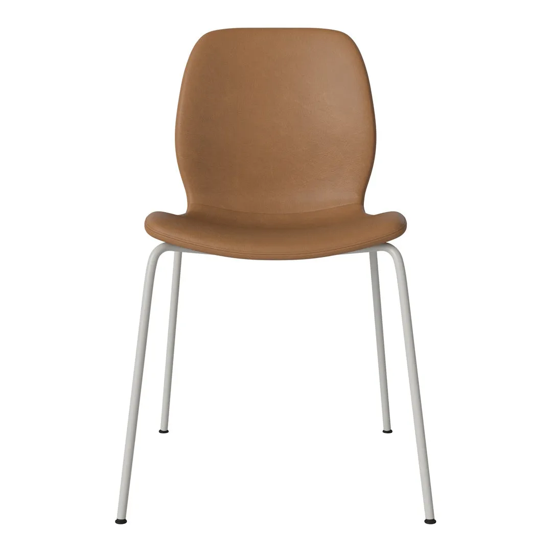 Seed Dining Chair - Upholstered -  Steel Base, Grey Lacquered