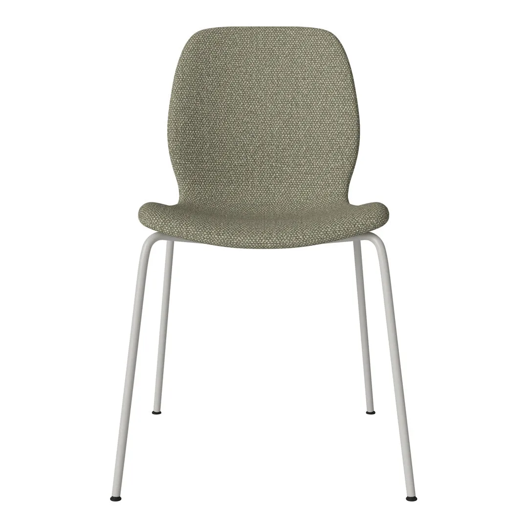 Seed Dining Chair - Upholstered -  Steel Base, Grey Lacquered