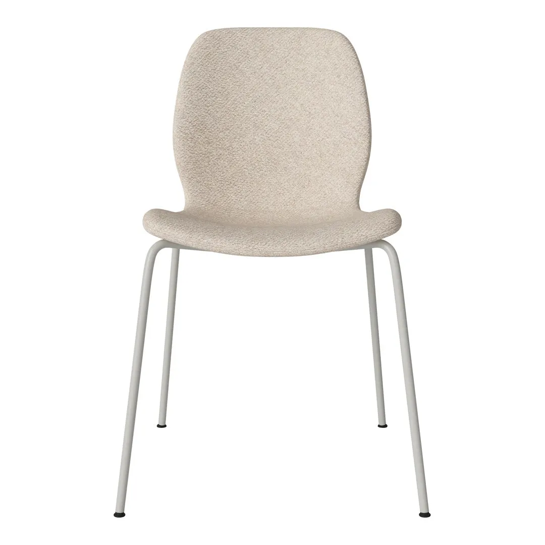 Seed Dining Chair - Upholstered -  Steel Base, Grey Lacquered