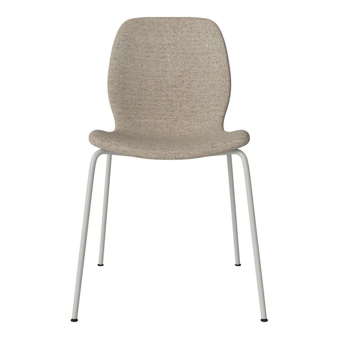 Seed Dining Chair - Upholstered -  Steel Base, Grey Lacquered