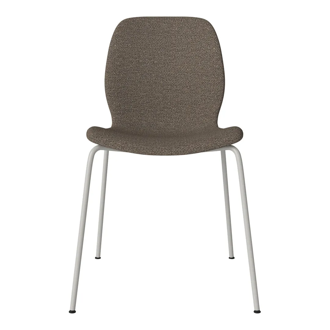 Seed Dining Chair - Upholstered -  Steel Base, Grey Lacquered