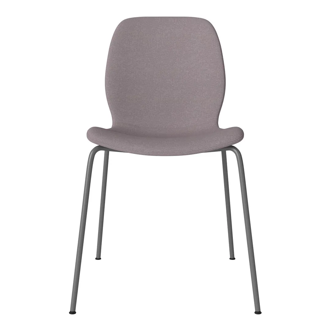 Seed Dining Chair - Upholstered -  Steel Base, Grey Lacquered