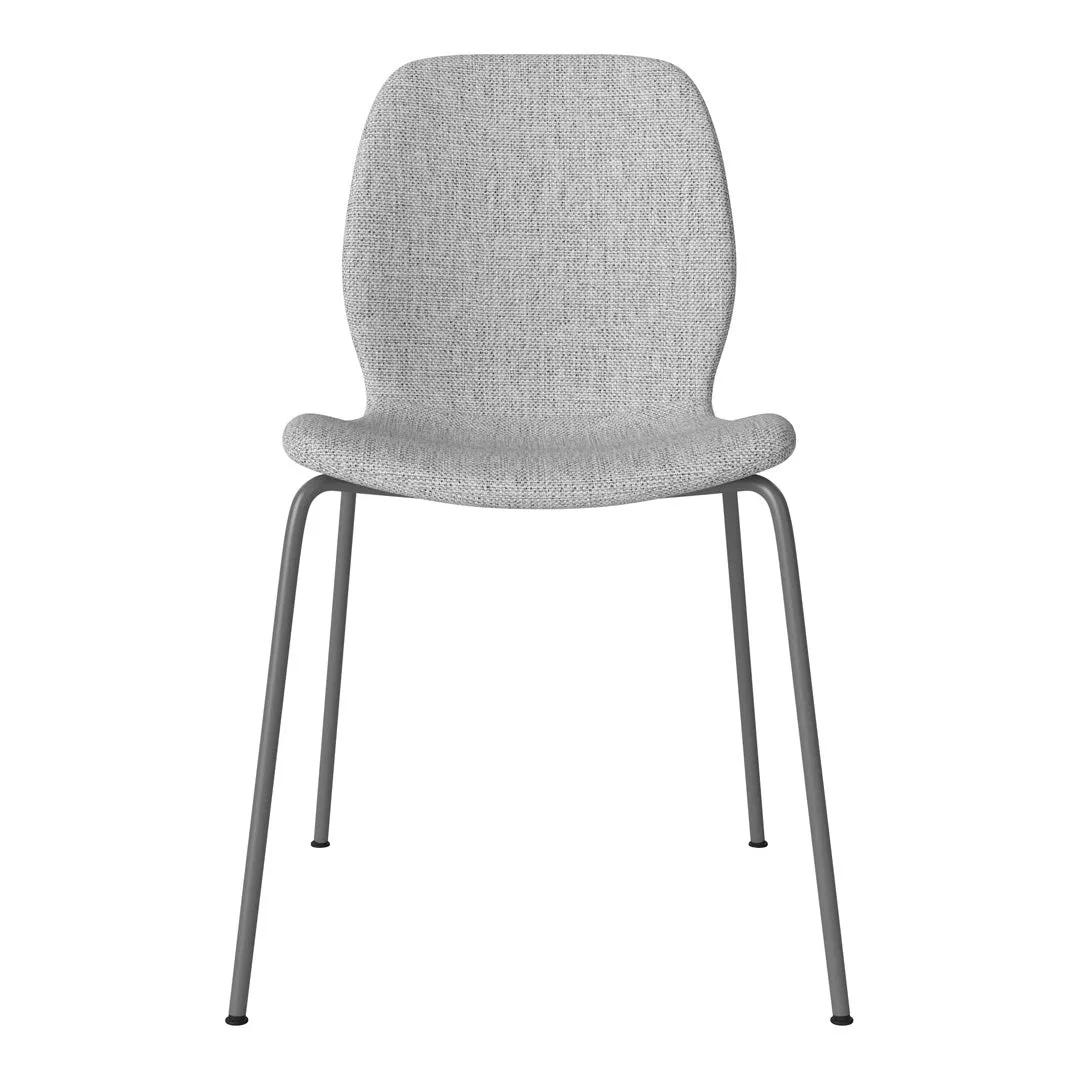 Seed Dining Chair - Upholstered -  Steel Base, Grey Lacquered