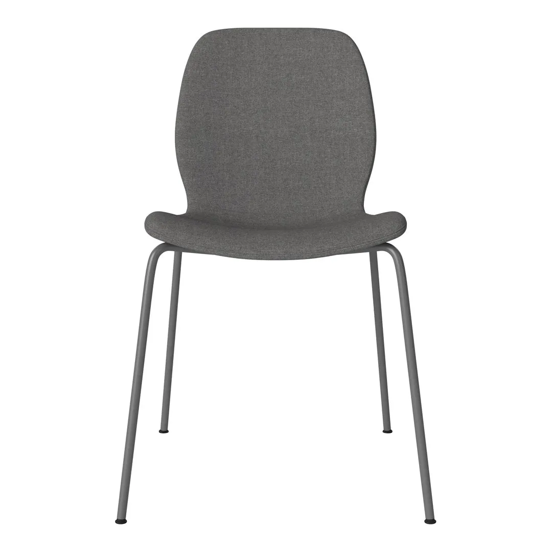 Seed Dining Chair - Upholstered -  Steel Base, Grey Lacquered