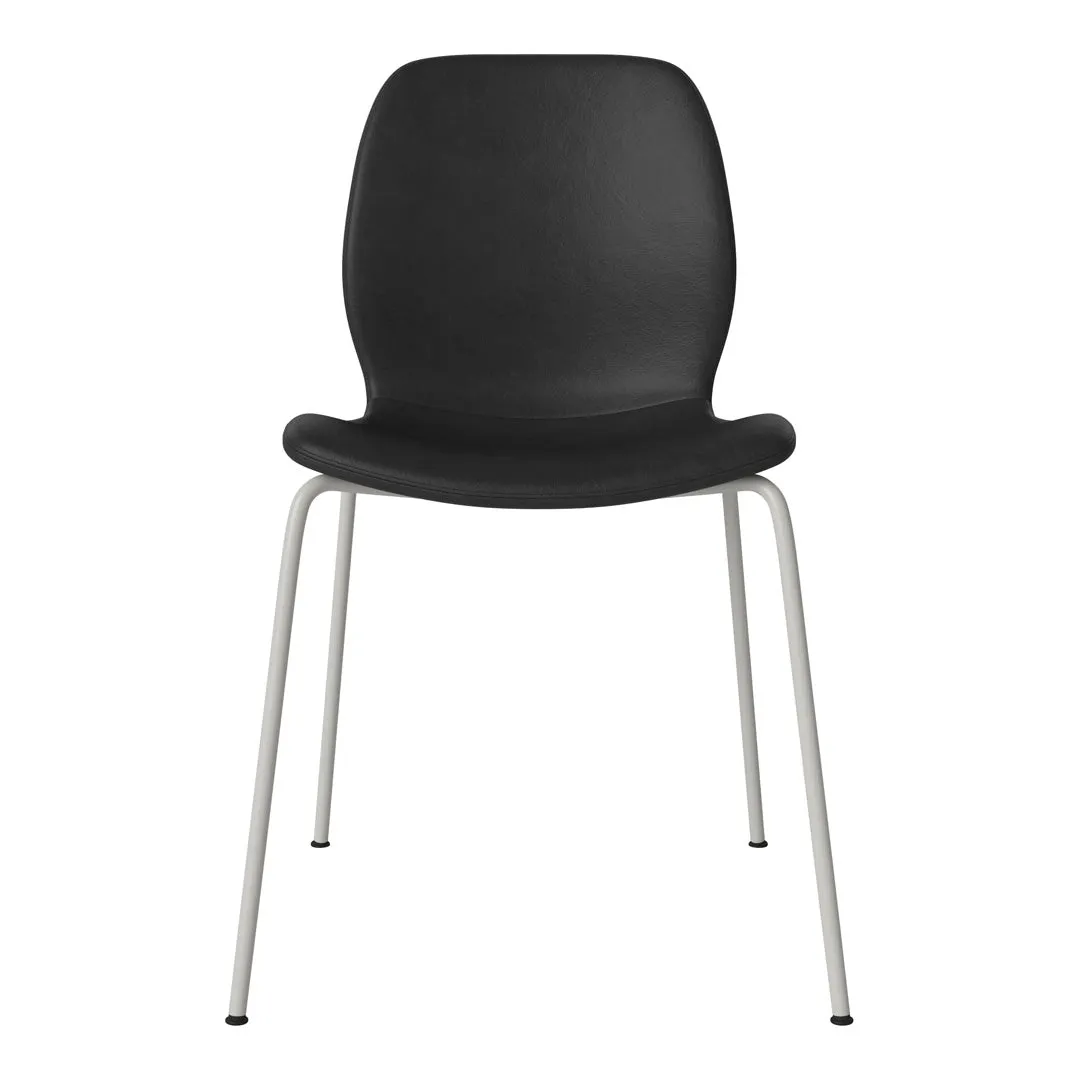 Seed Dining Chair - Upholstered -  Steel Base, Grey Lacquered