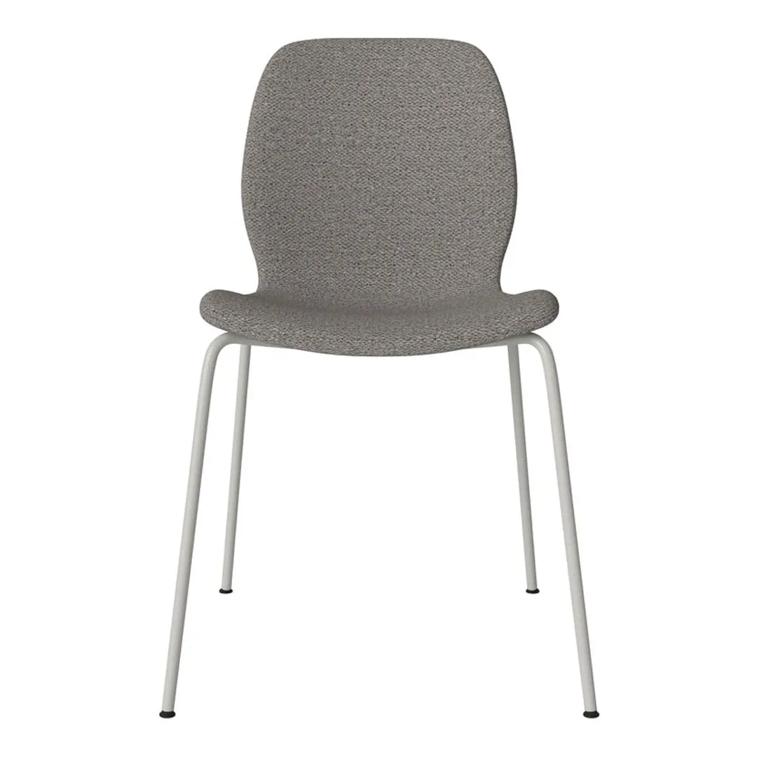 Seed Dining Chair - Upholstered -  Steel Base, Grey Lacquered