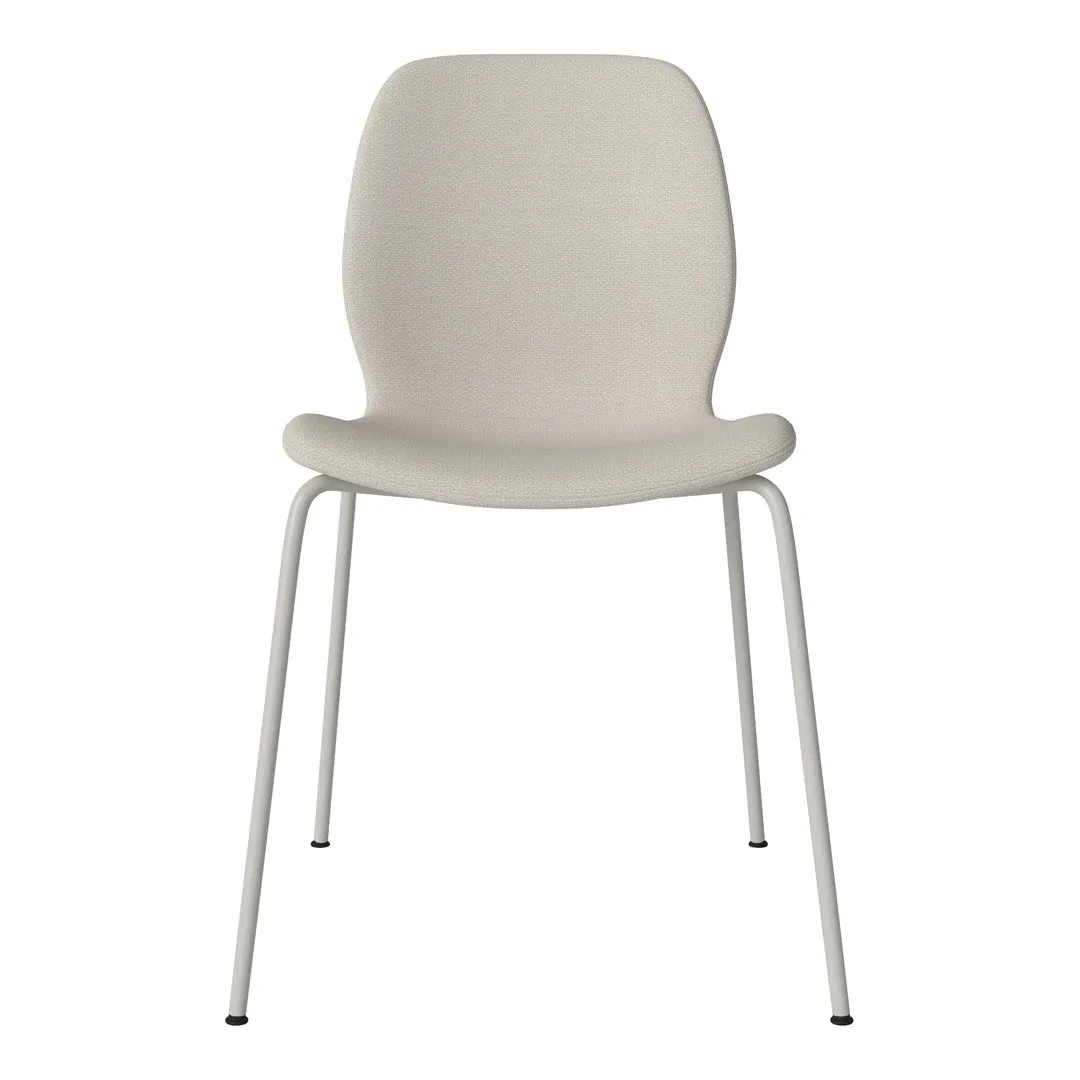 Seed Dining Chair - Upholstered -  Steel Base, Grey Lacquered