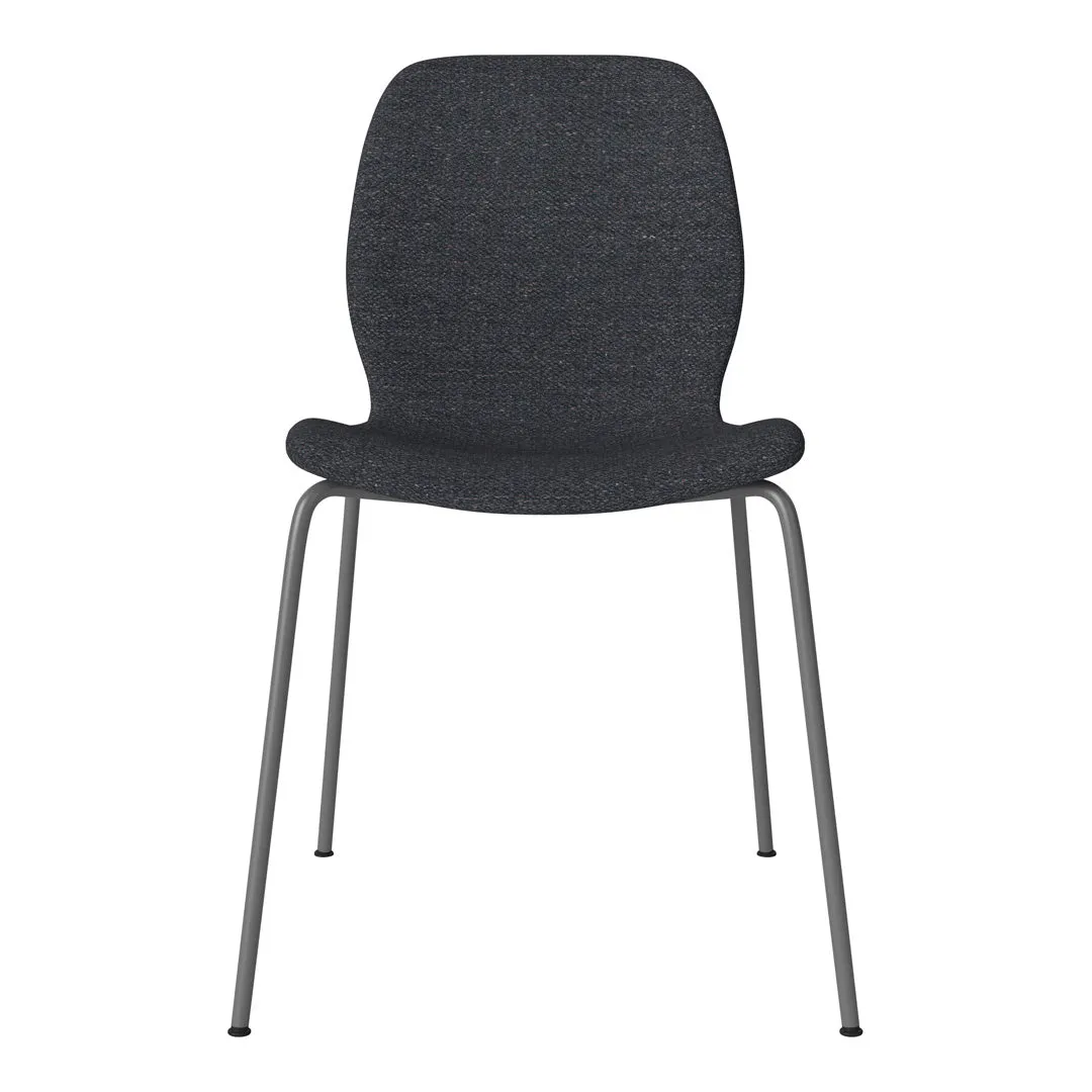 Seed Dining Chair - Upholstered -  Steel Base, Grey Lacquered