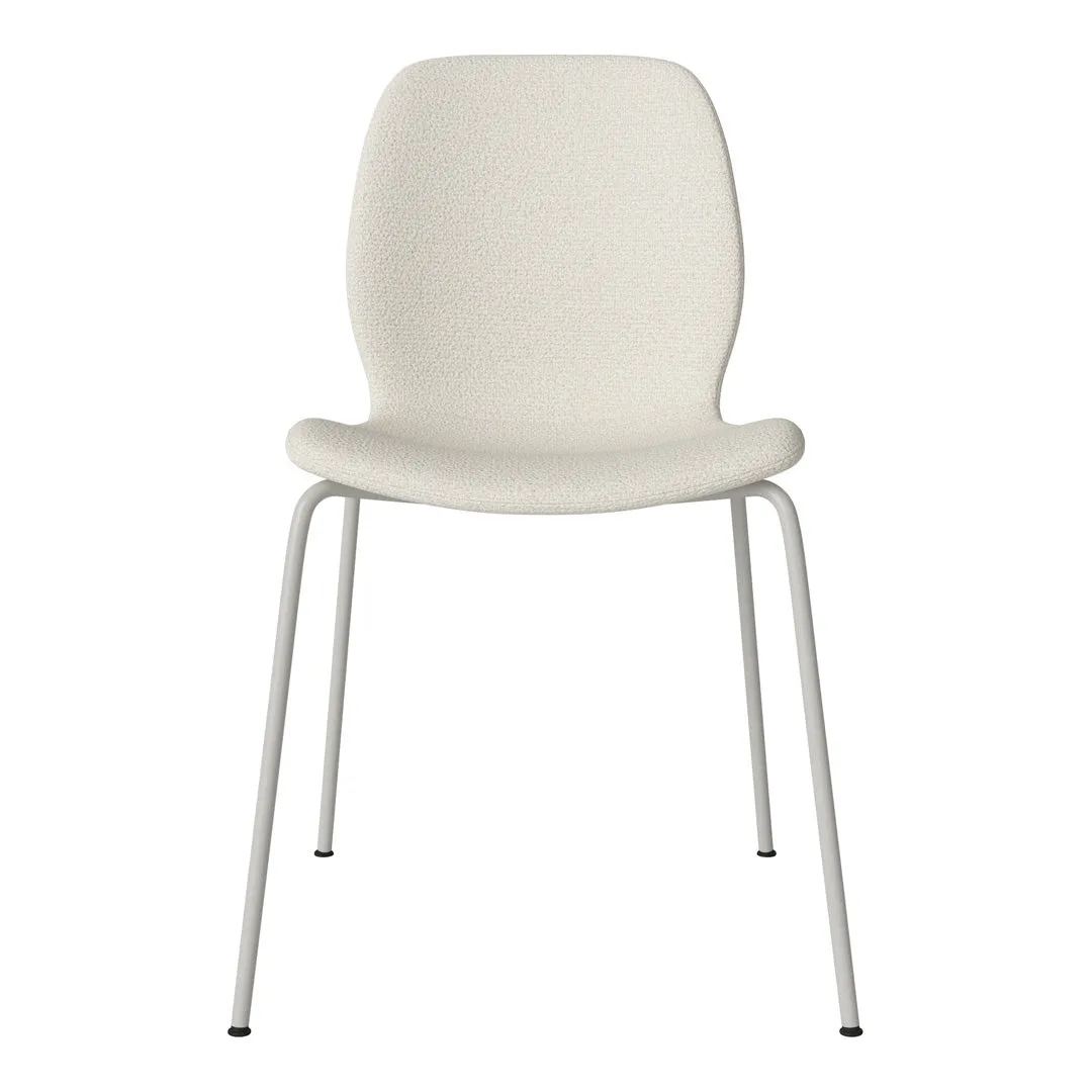 Seed Dining Chair - Upholstered -  Steel Base, Grey Lacquered