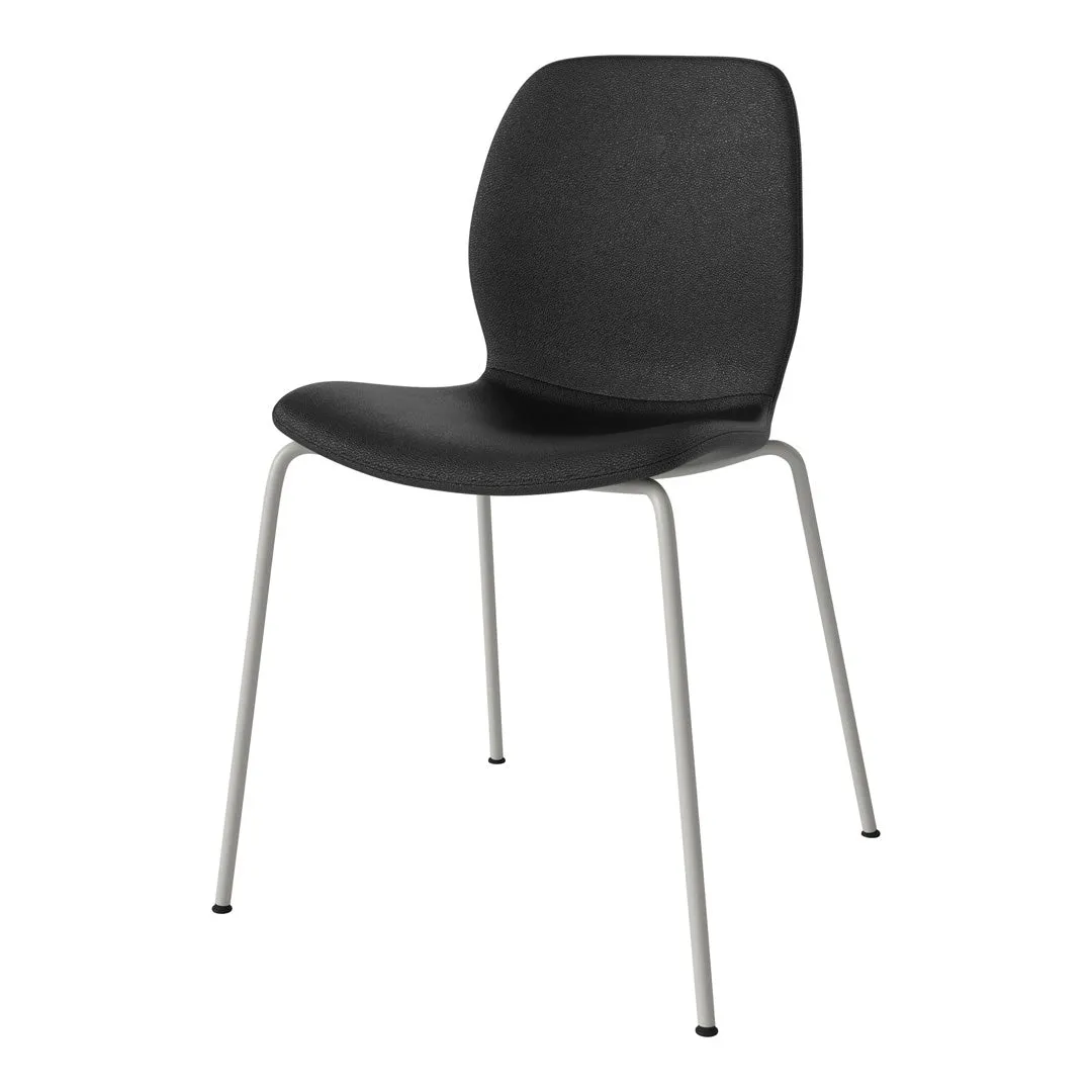 Seed Dining Chair - Upholstered -  Steel Base, Grey Lacquered