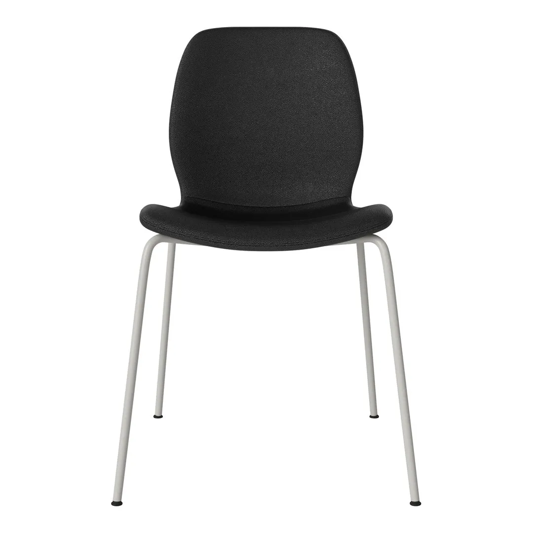 Seed Dining Chair - Upholstered -  Steel Base, Grey Lacquered